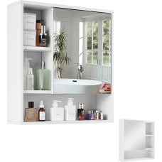 Mondeer Bathroom Cabinet with Mirror, Mirror Cabinet, Bathroom Wall Mounted with Mirror Door, Suitable for Left and Right and Adjustable Shelves, Modern Style, 55 x 15 x 60 cm, White