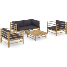 Festnight Garden Lounge Furniture, Patio Garden Furniture Set, Bamboo Garden Lounge Sofa, Outdoor Couch Set, Garden Sofa Set, Patio Furniture 5-Piece
