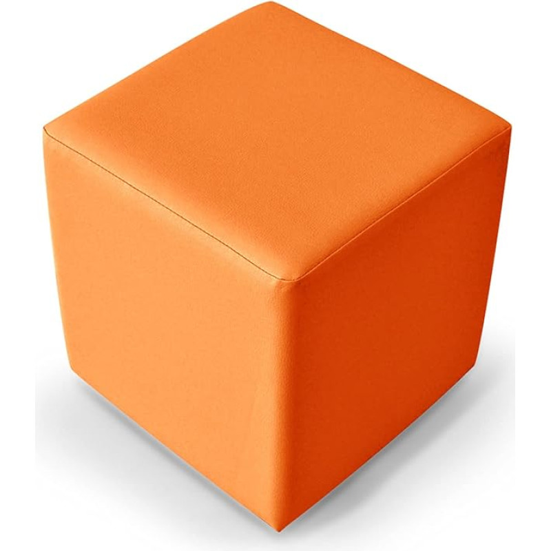 Kubus Comfortable Seat Cube Faux Leather 35 x 40 x 35 cm Orange