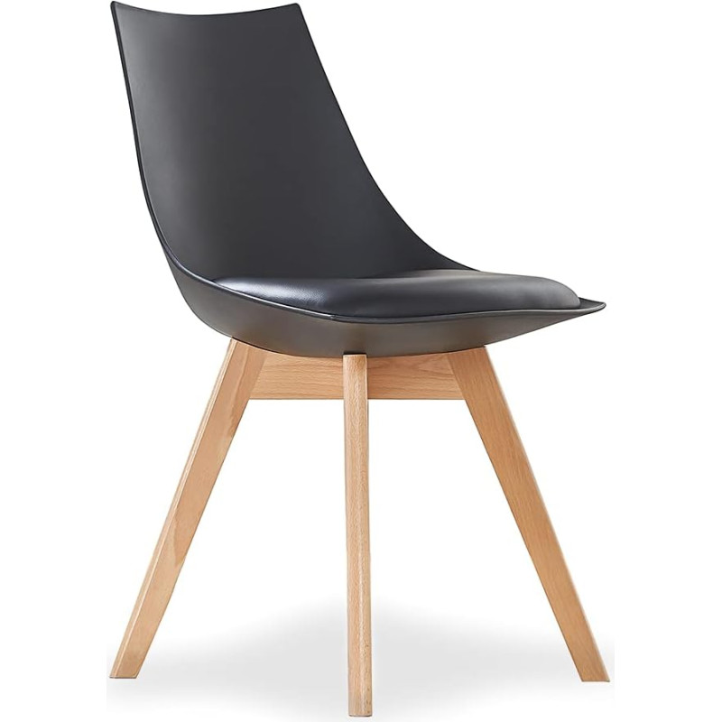 Life Interiors Plastic Shell Lanzo Retro Dining Chair Black