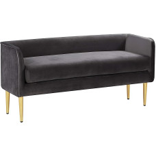 Meridian Furniture Audrey Collection Modern | Modern Velvet Upholstered Bench with Sturdy Metal Legs in Gold Finish, 52