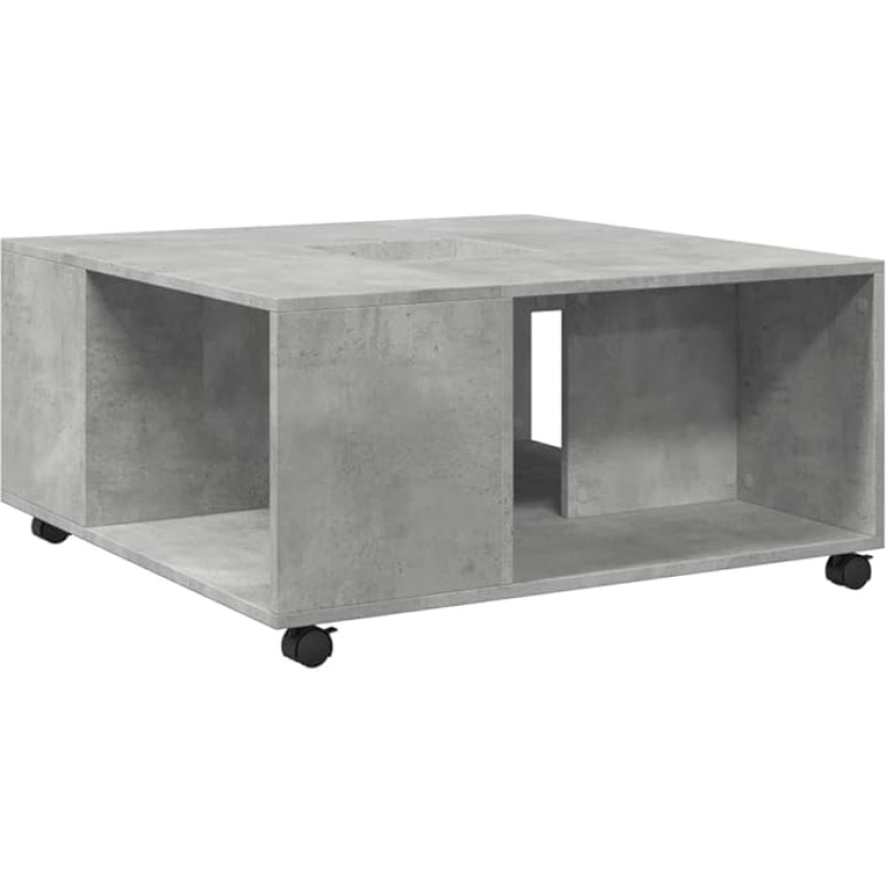 vidaXL Coffee Table, Side Table with Wheels Storage Space, Coffee Table, Sofa Table for Living Room, Tea Table, Living Room Table, Concrete Grey, Wood Material