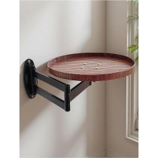 Klappbarer Wandschreibtisch – platzsparendes ausklappbares Design, wandmontierter Klapptisch und Nachttisch, ausziehbares rundes Tablett zum Essen, brauner schwebender Beistelltisch und Rega