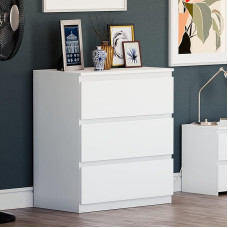 Vida Designs Denver 3 Drawer Chest of Drawers, White