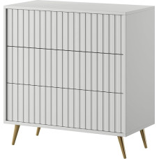 Selsey Belllo Chest of Drawers 79 cm with 3 Drawers White Gold Legs