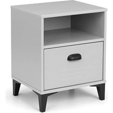 Julian Bowen Lakers Locker 1 Drawer Bedside Table, Grey