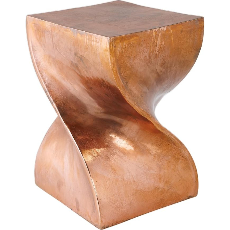 Riess Ambiente Sculpturaler Twist Side Table 45 cm Copper Flamed Aluminium Handmade Stool Coffee Table