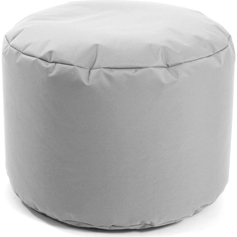 mokebo® Outdoor Pouf or Stool 60 x 40 cm in Grey for Balcony and Garden 'The Resting Pensioner', Round Stool, Floor Cushion, Cube, Footstool & Side Table with EPS Beads Filling