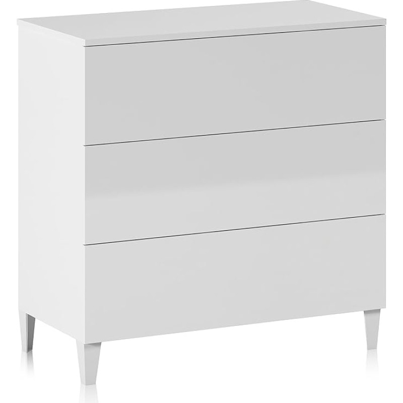 Habitdesign 007833BO Scandinavian style chest of drawers, high gloss, white