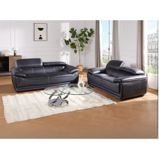 Vente-unique - Macelo 3+2 Leather Couch Set Black