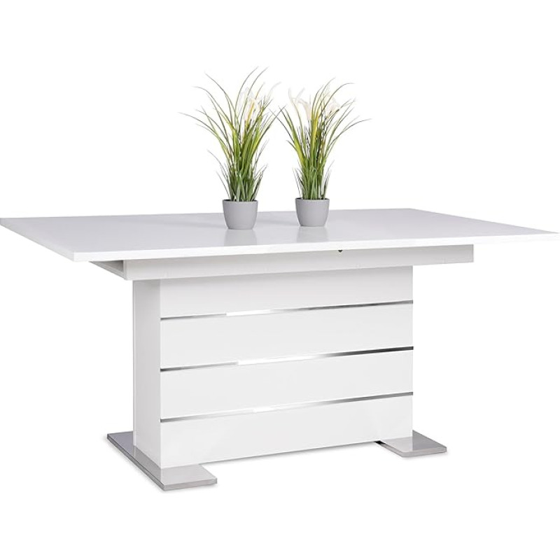 Intertrade 001639 – Dining Table with Pull-Out Table 160 – 200 x 75 cm x 90 cm Decoration White