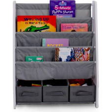 Humble Crew Childrens Four Tier Bookcase Bookcase Kids Bookcase White Grey