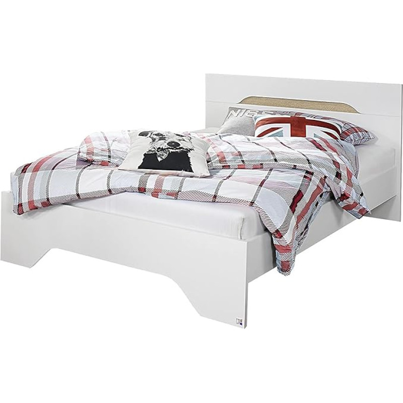 Rauch Möbel Noosa Futon Bed for Teenagers' Bedroom White / Oak Sonoma Lying Surface 120 x 200 cm Overall Bed Dimensions Bed W x H x D 125 x 79 x 206 cm