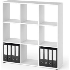 Vicco Nove Room Divider Standing Bookcase White 104 x 108 cm with 2 Folding Boxes