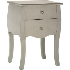 DRW 2 Drawer Bedside Table Wooden Silver 45 x 36 x 62 cm