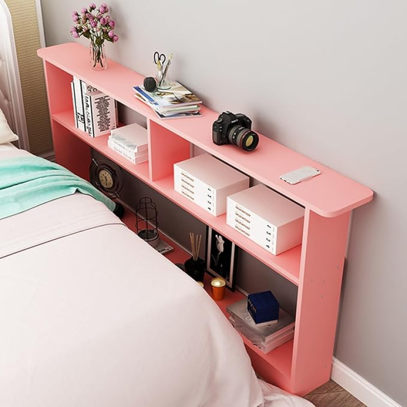 Retro Pink Wooden Console Sofa Table with 3 Layers Narrow Design for Small Spaces and Entryways 99.8 x 19.8 cm