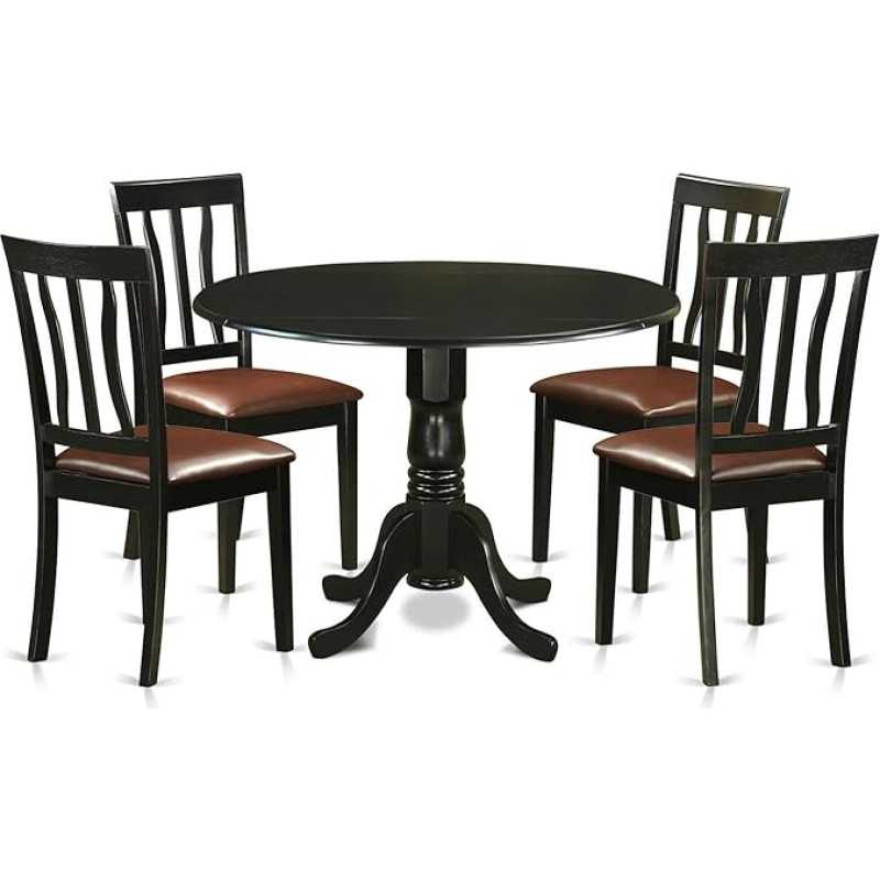 East West DLAN5-BLK-LC Buttermilk Finish Dining Set