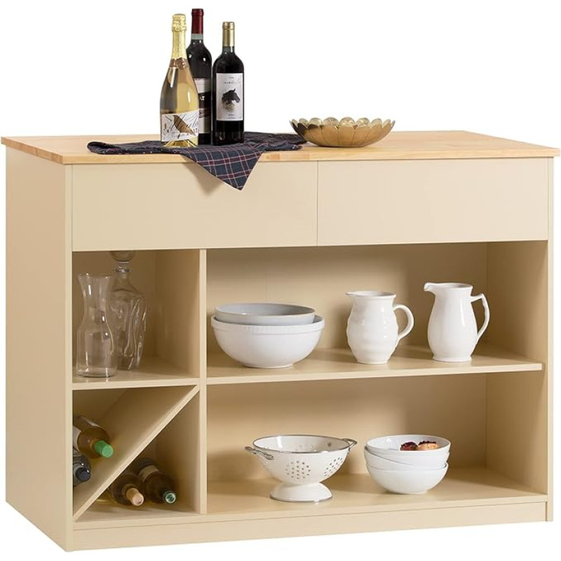 SoBuy KNL04-MI Kitchen Island Freestanding Kitchen Cabinet Highborad Chest of Drawers Sideboard Bar Table Buffet Beige W x H x D x H x D x H x D x H x D x H x D x H x H