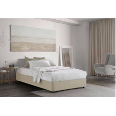 Talamo Italia - Camilla Square and Half Bed, Container Bed with Fabric Cover, 100% Made in Italy, Side Opening, Fits Mattress Cm 120x190, Beige