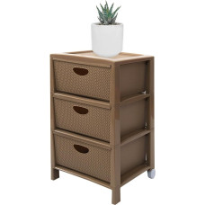 Avilia 3 Drawer Cabinet Mocha Versatile Chest of Drawers for Bedroom Kitchen Office Space Saving Polypropylene with Wheels 38 x 39.5 x 63 cm