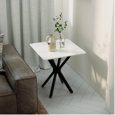 GOLDFAN Coffee Table White for Living Room Table Side Table 50 x 50 cm Marble Modern Coffee Table Living Room Table Sofa Table