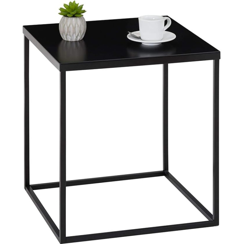 IDIMEX Hilar Side Table Sofa Table 40 x 40 cm Coffee Table Storage Table with Metal Table Top Painted Black