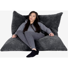 LOUNGE PUG – XL Beanbag BLACK Cord – 5+ seating positions – GREAT for chill out living space – GIANT SIZE