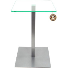 freeroom24 Designer Side Table Glass Silver 30 x 30 x 50 cm - Living Room Table Modern - Sturdy Coffee Table - Practical Square Coffee Table - Coffee Table - Glass Table - Sofa Table - Made in Germany