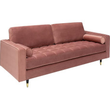 invicta INTERIOR Elegant Design 3-Seater Sofa Cosy Velvet 220 cm Dusky Pink Velvet Spring Core Couch Sofa Set