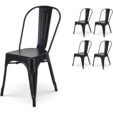 Kosmi - Set of 4 Black Metal Chairs Matt Black Industrial Style Factory