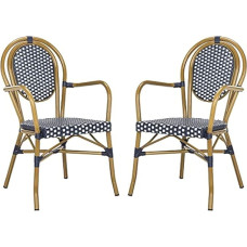 SAFAVIEH Outdoor Dining Chairs - Set of 2, Navy and White