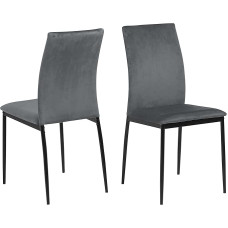 AC Design Furniture Devin Dining Chairs Set of 4 H 92 x W 43.5 x D 53 cm Dark Grey/Black Fabric/Metal
