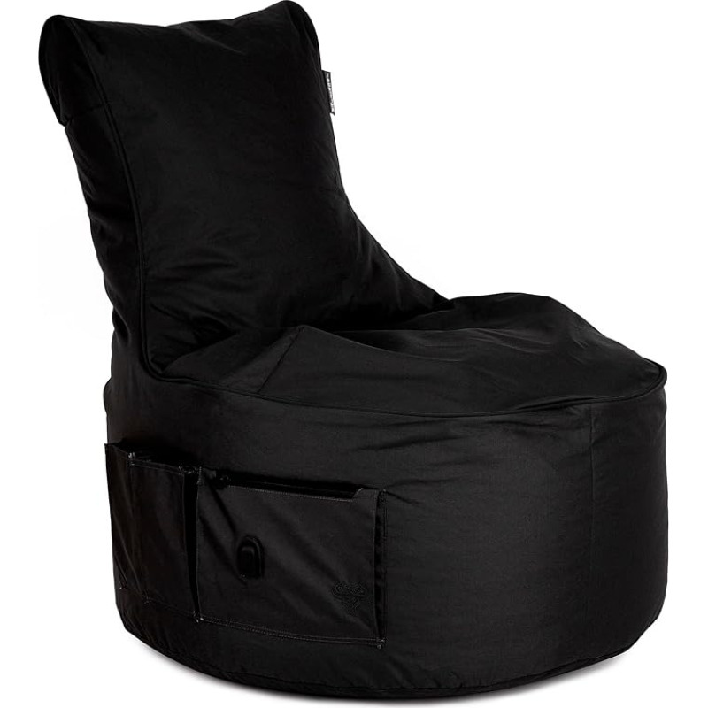 BuBiBag Maverick Gaming Bean Bag for Adults and Children - with Outlet, Side Pockets for Controller - Gamer Bean Bags for Indoor & Outdoor (Black)