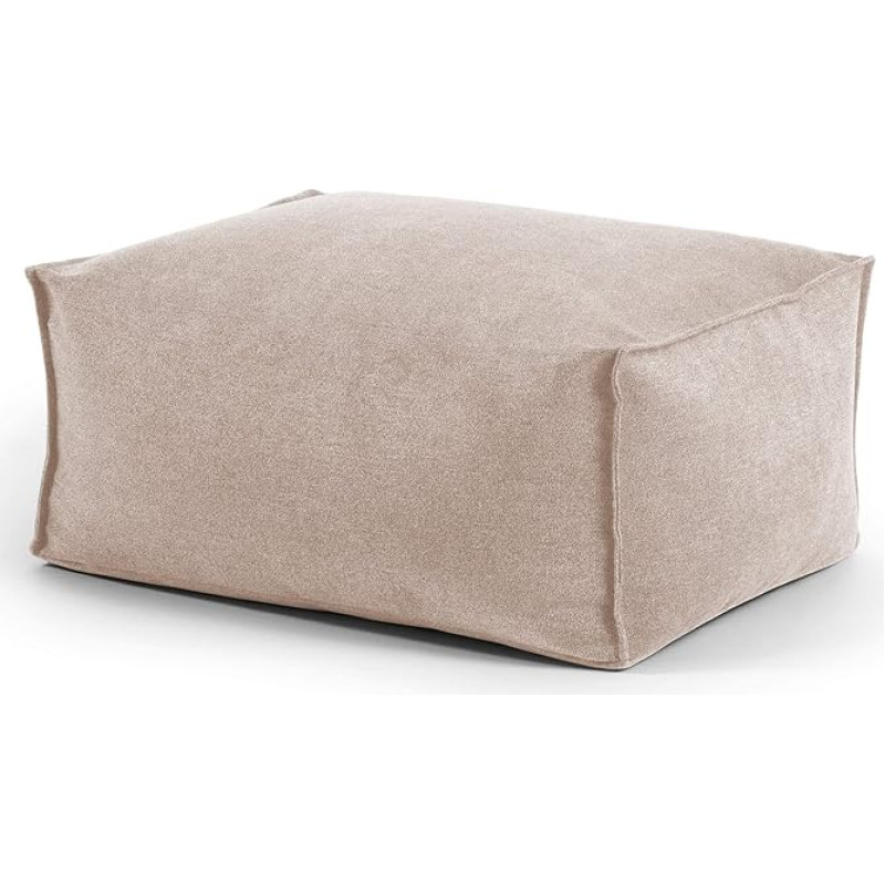 mokebo Pouf or Stool with Fabric Cover 'Der Ruhestifter', Stool or Pouf with EPS Bead Filling, Also as a Footstool or Side Table for the Living Room in 60 x 45 x 25 cm (W x D x H) in Beige