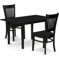East West Furniture NOVA3-BLK-W 3-teiliges Küchentisch-Set für kleine Räume, enthält einen rechteckigen Esszimmertisch mit Schmetterlingsblatt und 2 Esszimmerstühlen, 81,3 x 137,2 cm, Schwarz