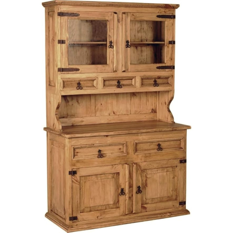 MiaMöbel Buffet Mexico Furniture 120 x 190 x 54 cm Country House Style Glass Solid Pine Honey