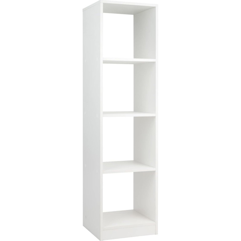 COSTWAY Wooden Bookcase with 4 Compartments, 38 x 142 x 33 cm, Standing Shelf, Storage Shelf for Study Room, Living Room, White