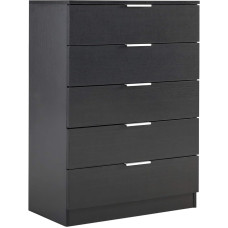 Home Source Phoenix Schlafzimmer Kompakt 1 Tür Kleiderschrank Kleidung Kleiderstange Regal Aufbewahrung, Holzwerkstoff, Schwarz, 5 Drawer