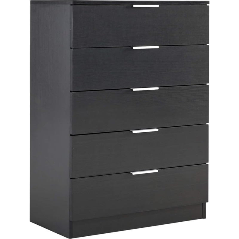 Home Source Phoenix Schlafzimmer Kompakt 1 Tür Kleiderschrank Kleidung Kleiderstange Regal Aufbewahrung, Holzwerkstoff, Schwarz, 5 Drawer