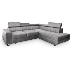 Masseno NOLA R-S Corner Sofa with Sleep Function L-Shape, Sofa with Bed Box, Living Room Sofa, Couch, Soffa, Sofa Bed, Couch Set, Light Grey, Monolith 84