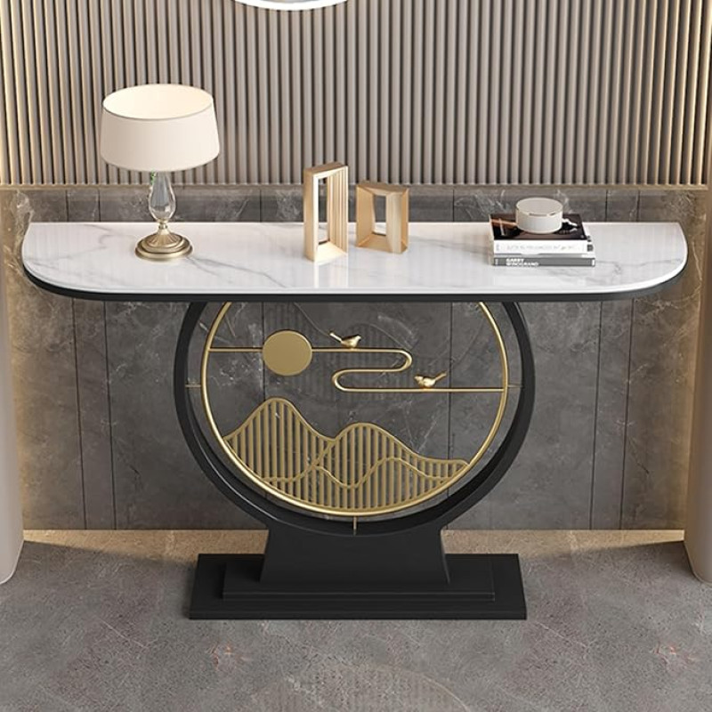 Moderner schwarzer Akzenttisch für Eingangsbereich, Konsole und Flur – 80 cm Langer Foyertisch, stilvoller Sofatisch für die Wohnzimmerdekoration