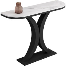 lyxamjrzyp Marmortisch Konsole für Flur, Langer Konsolentisch mit Robustem Metallgestell, Schmaler Sofatisch für Eingang, Flur oder Wohnzimmer(Black,47.2in/120cm)