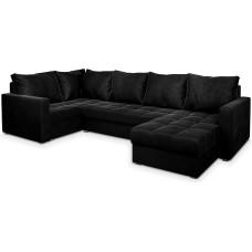 Masseno Kronos 07 LORIVO L-S Corner Sofa with Sleep Function U-Shape, Sofa with Bed Box, Living Room Sofa, Couch, Soffa, Sofa Bed, Couch Set, Black,