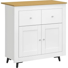 HOMCOM Modern Style Buffet Cabinet with Doors and 2 Drawers Storage Cabinet for Living Room Dining Room ABM. 78 x 35 x 80 cm, White