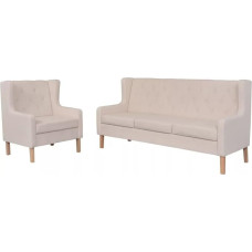 Homgoday 2 Piece Sofa Set Cream White Fabric Sofa Bed Living Room Sofa Modern Sofa Set Outdoor Garden Furniture