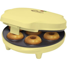 Bestron Doughnut Maker retro disainiga, Mini Doughnut Maker 7 väikesele donitile, koos küpsetuspliidi ja mittekleepuva kattega, 700 vatti, värv: kollane