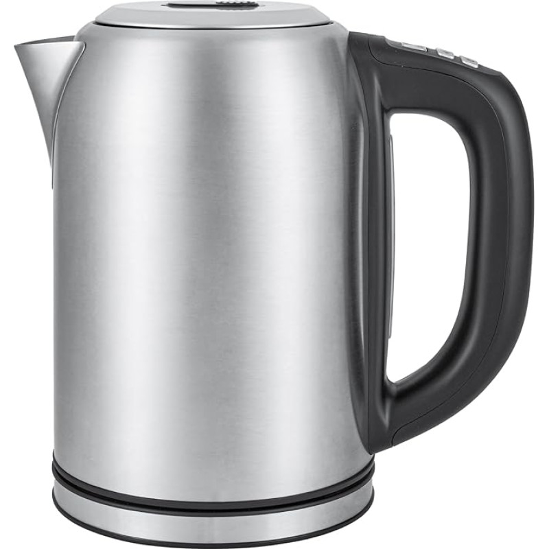 Amazon Basics roostevabast terasest veekeetja digitaalse ekraaniga, Strix kontroller, soojapidamisfunktsioon, temperatuuri reguleerimine, 1.7L (EL pistik), hõbedane