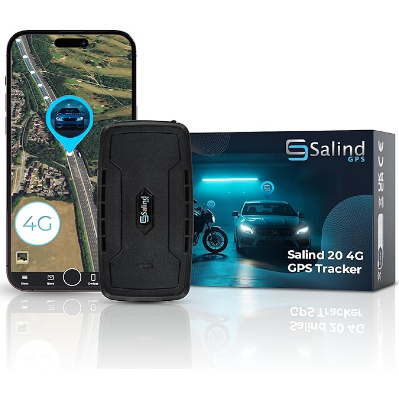 SALIND GPS - Salind 20 4G GPS Tracker autole, mootorratastele, sõidukitele ja veoautodele magnetiga - reaalajas jälgitav positsioneer, eriti pikk aku kestab kuni 180 päeva ooterežiimil - häiresignaalid - geo tara