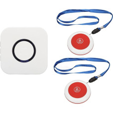 Yctze Pager eakatele, SOS-kutsungi nupu hoiatussüsteem, paanikanupp, häirenupp vanemate pagerite jaoks, ulatus 50 m, 1 kaasaskantav vastuvõtja / 2 hooldaja kutsungi nuppu (EL)