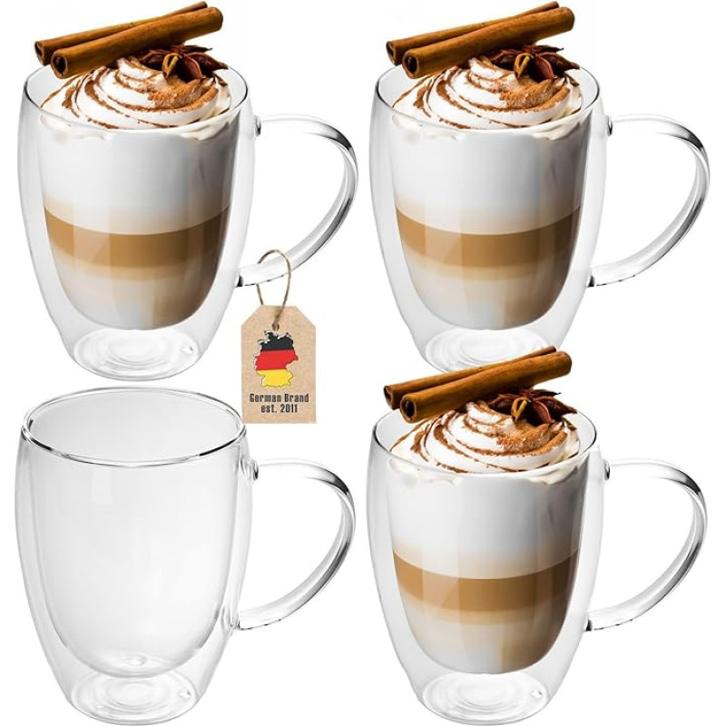 Intirilife Double-Walled Thermal Coffee Mug / Tea Mug, Glass